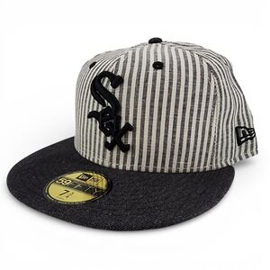 Chicago White Sox Hat New Era 59FIFTY Striped Seersucker Fitted Size 7 3/4 NEW